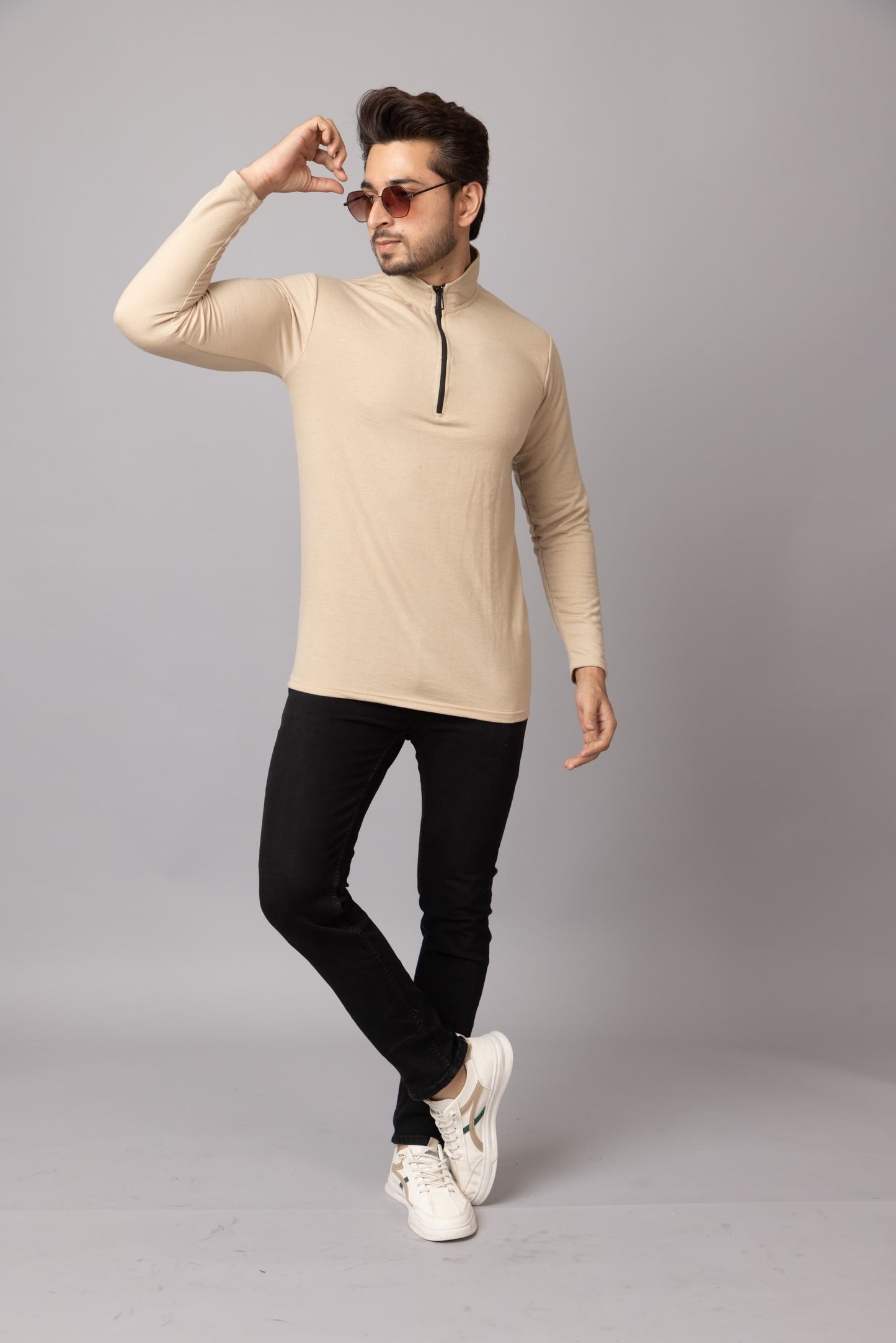 Chestnut Zip Tee | Turtle Neck T-shirts